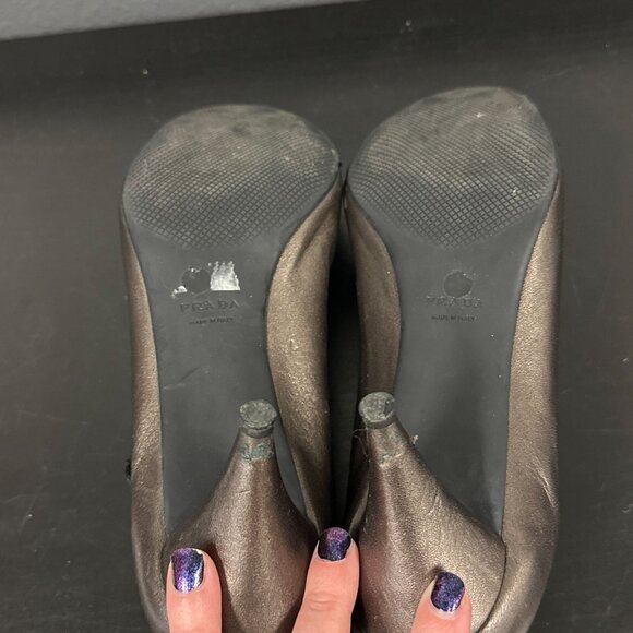 Prada Calzature Donna Mary Jane Heels Graphite Black Strappy Womens Size 39.5 - Picture 8 of 11